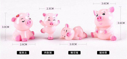 3pcs/lot Pig Family Micro Landscape PVC Crafts Home Mini Accessories Creative
