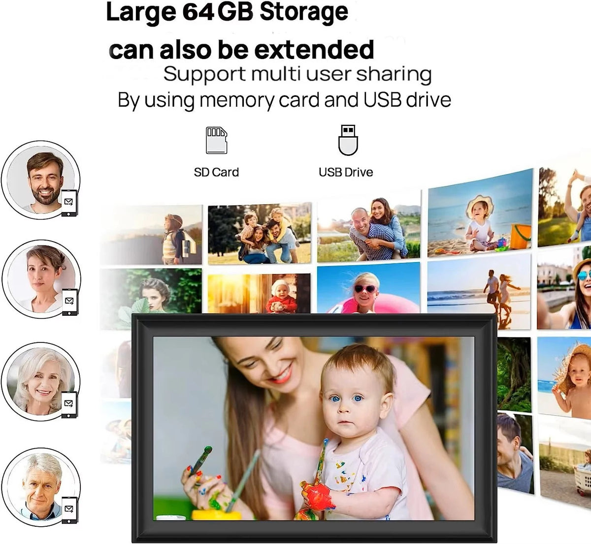 15.6 inch built in 32GB/64GB WiFi Large touch ips digital photo frame 1920*1080