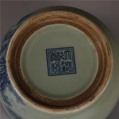 Exquisite Chinese Porcelain Landscape Pattern Blue and White Porcelain Tea Jar