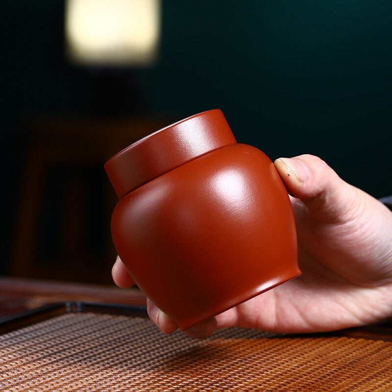 Real Yixing Zisha Zhu Clay Tea Canister Small Size for Loose Tea Jar with Lid