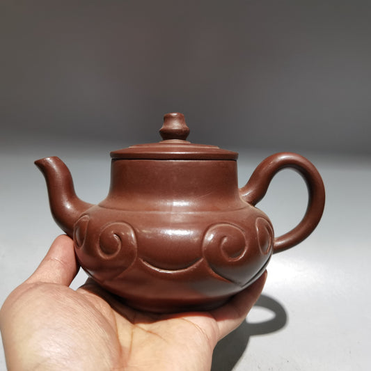 7" Collect Chinese Yixing Zisha Pottery Purple Clay 380CC Hand Made Ruyi Teapot
