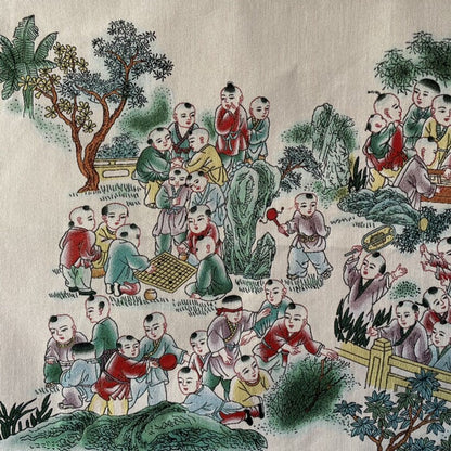 Old Chinese Silk Embroidery Painting Thangka Mural "Hundred Sons" 6158 -