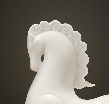 6.2" Chinese White Porcelain Ceramics Lovable Small Fat Horse Figurine Statues