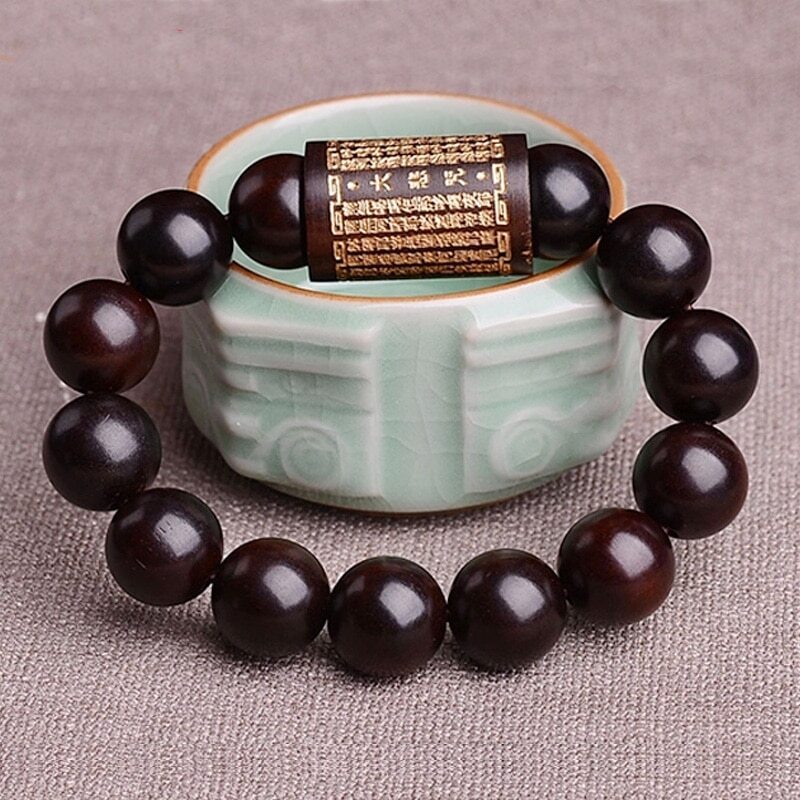 1pc Lightning Strike Peach Wood Shurangama Mantra Buddha Bead Auspicious Bracele