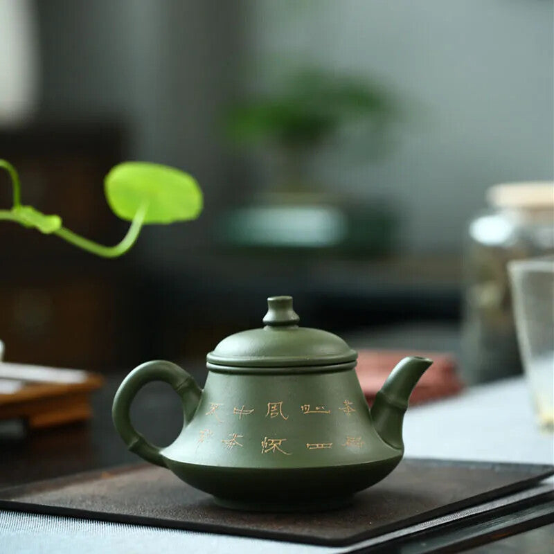 Real Handmade Green Kettle Yixing Purple Clay Teapot Puer Tea Set Kung