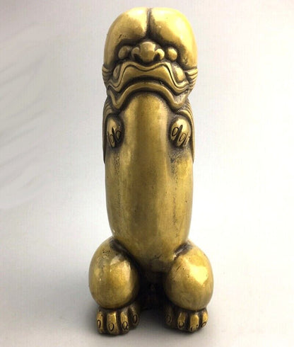 Solid Brass Carved Peni Statue Figure Amulet Feng Shui Decor