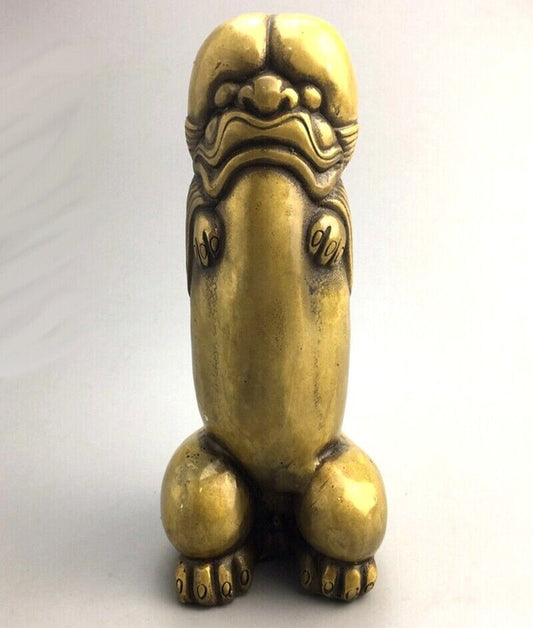 Solid Brass Carved Peni Statue Figure Amulet Feng Shui Decor