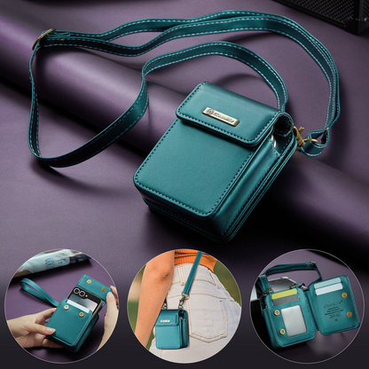 For Samsung Galaxy Z Flip 7 6 5 4 Case Crossbody with RFID Blocking Card Holder
