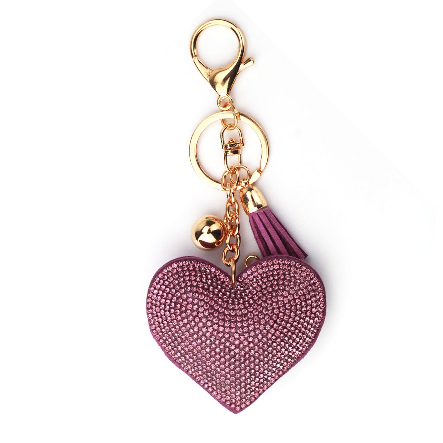 Women Heart Crystal Key Chain Key Ring Bag Charm Pendant Tassel Keyring Gift