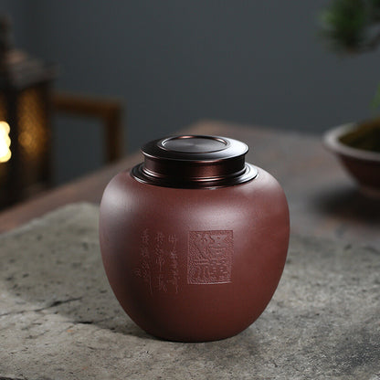 Sealed Tea Canister With Lid Chinese Yixing Zisha Purple Clay Awakening Tea Jar