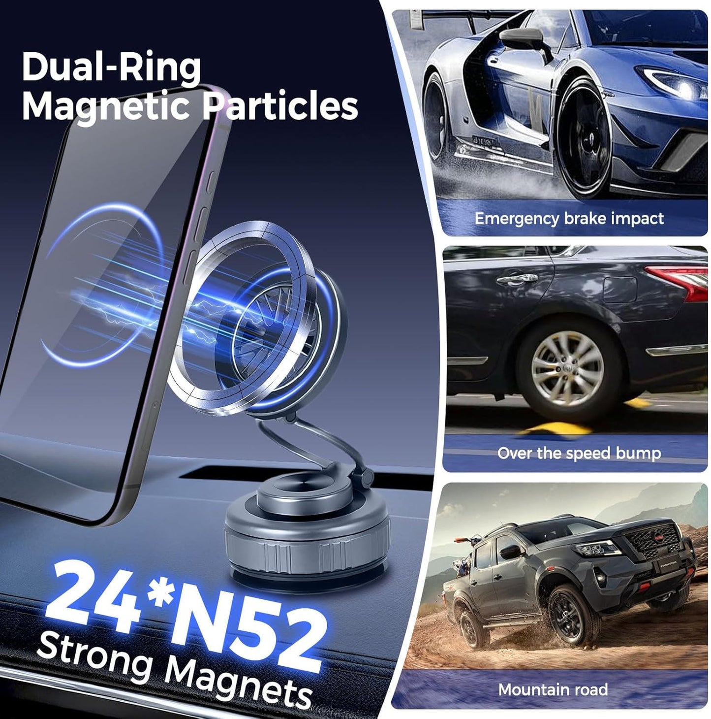 2026 Upgraded 360° Nano Gel Vacuum Magnetic Car Phone Holder,Reinforced Ultra Su