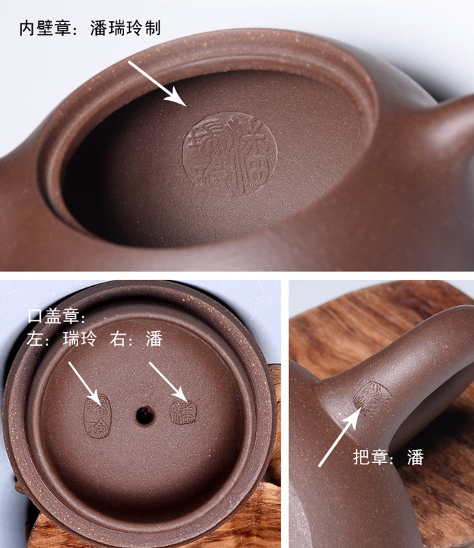 4oz Marked Tea Pot Real Yixing Zisha Xishi Pot Original Ore Ball Shaped Infuser