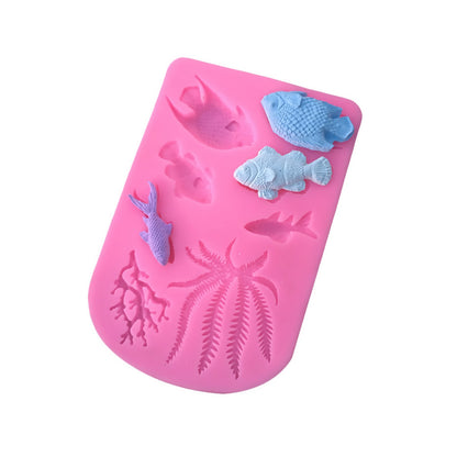 DIY Fish Coral Silicone Fondant Mold Beach Sea Cake Chocolate Icing Mould Decor