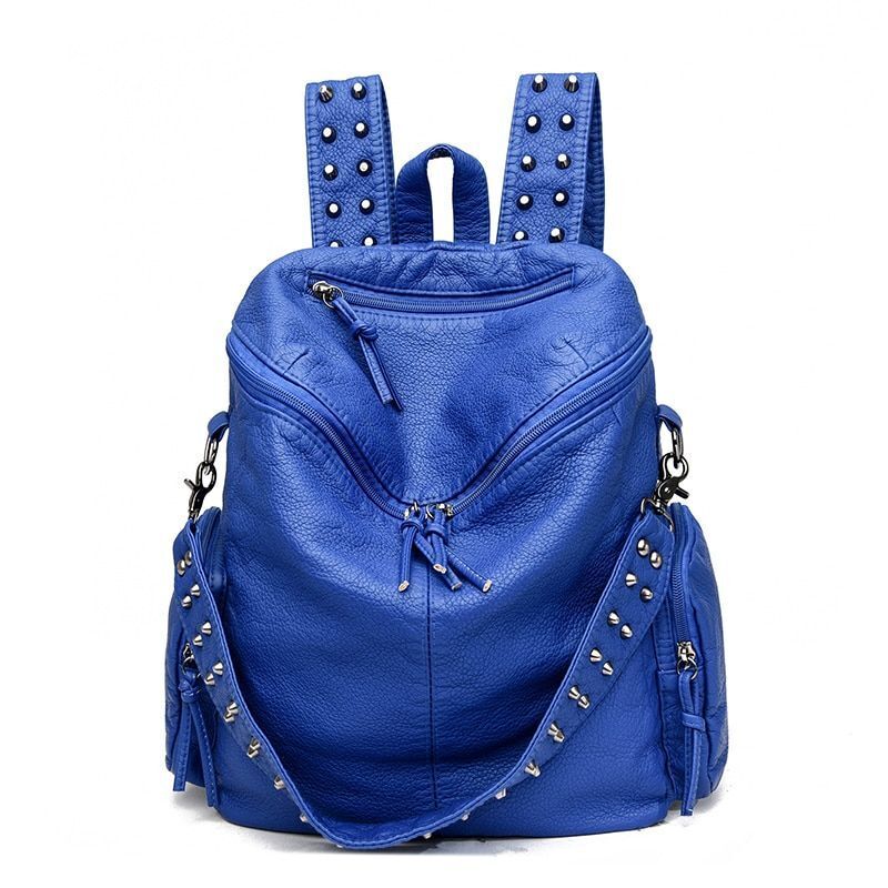 Rivet Soft Leather Backpacks Fashion Luxury Shoulder Large School Bags 20-35 L