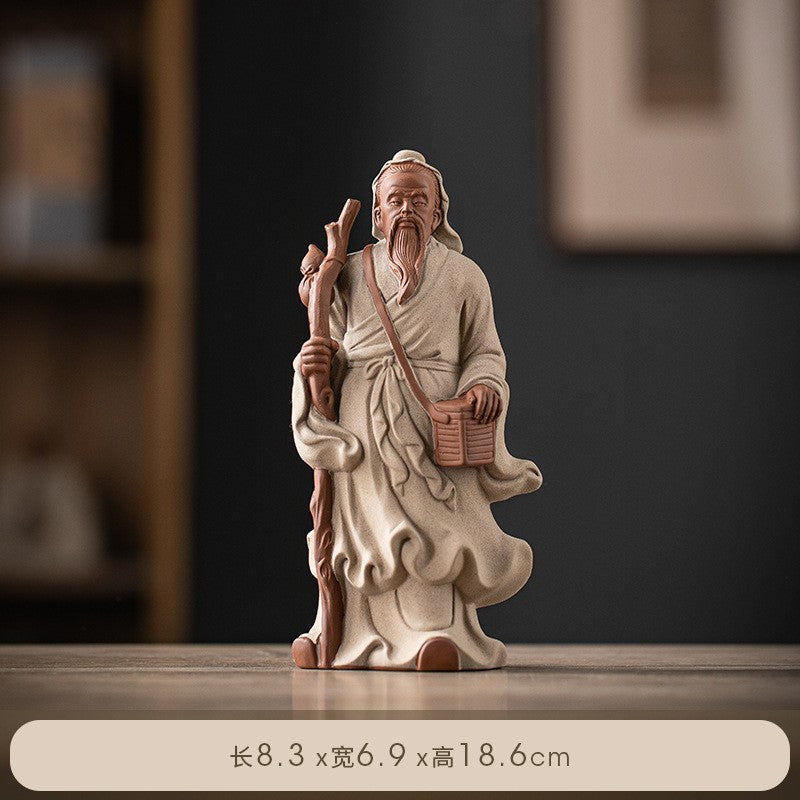 Chinese Zi Sha Clay Hua Tuo Statue Chinese Physician Surgeon Figure Collection
