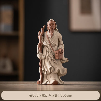 Chinese Zi Sha Clay Hua Tuo Statue Chinese Physician Surgeon Figure Collection