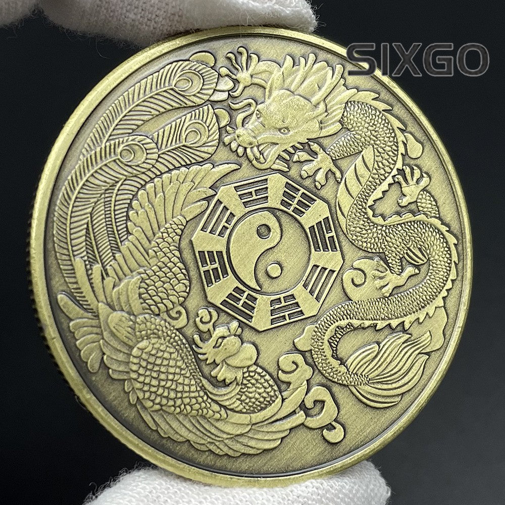 Chinese Dragon Phoenix Commemorative Coin Taiji Eight Diagram Collection Coin