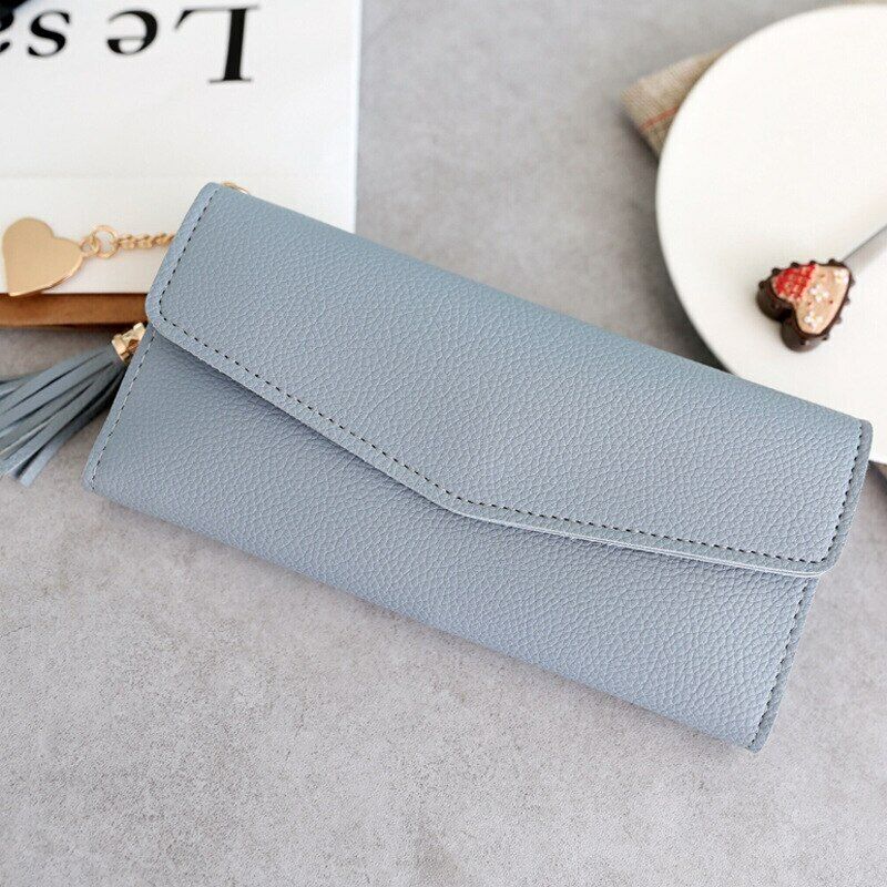 Women Wallet Clamps Purse Cash Clip Billfold Female Card Lady PU Leather Handbag
