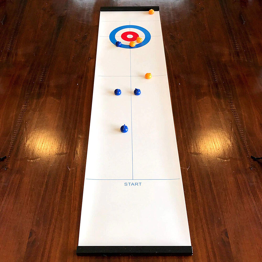 Tabletop Mini Curling Game, Measures Almost 4 Feet Long and Rolls Up Quickly