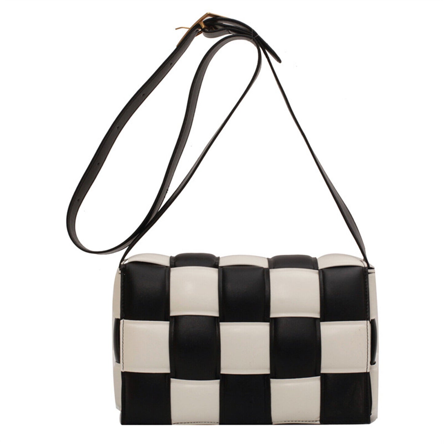 Woven Crossbody Bags for Women Padded Cassette Shoulder Bag Green PU Clutch