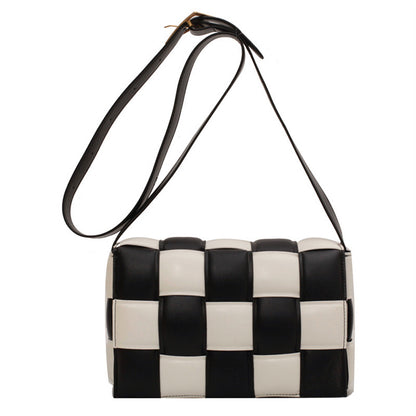 Woven Crossbody Bags for Women Padded Cassette Shoulder Bag Green PU Clutch