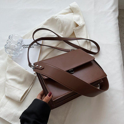 Double Layer Flap Crossbody Bags Women Classic Shoulder Handbags Black