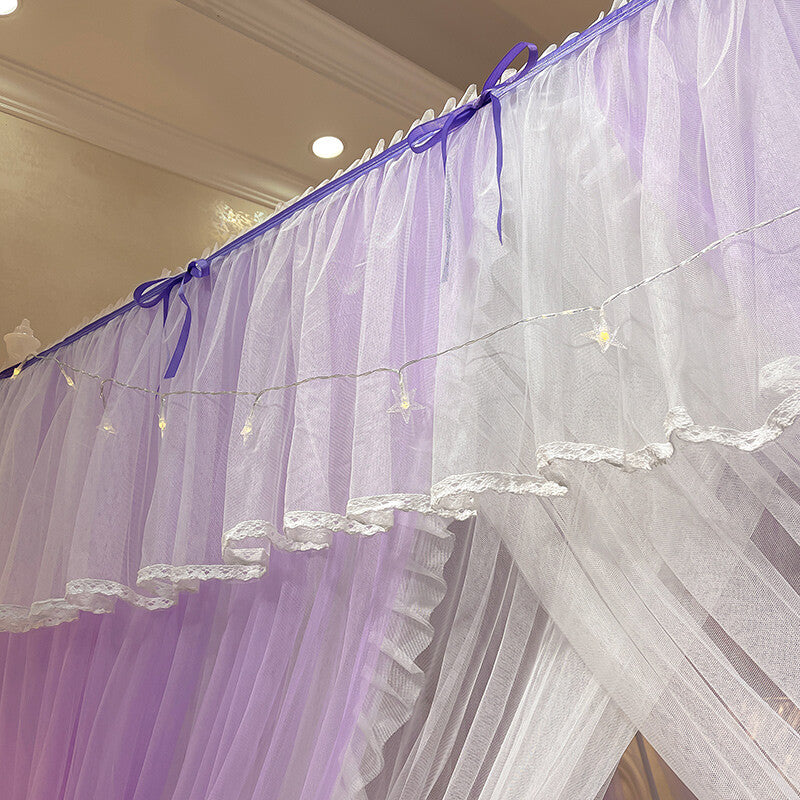 mosquito net double layers bed curtain netting valances dust proof frames queen