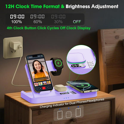 Dual Phone Wireless Charging Station for Apple Devices, Magnetic Charging Statio