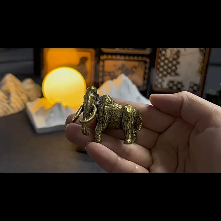 Solid Bronze Mammoth Long Toothed Elephant Statue Tea Pet Home Lucky Ornament