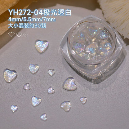Nail Art Decals 20-100Pcs 3D Heart Charms Clear Acrylic DIY Manicure Accessories