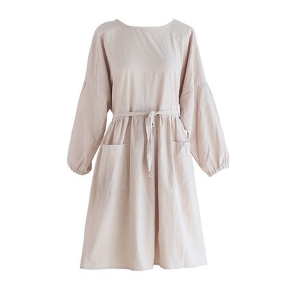 Women Apron Cotton Waterproof Reversible With Long Sleeves Cooking Cleaning Wear