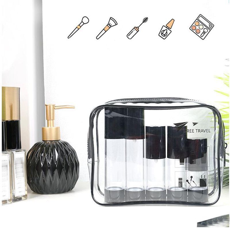 Waterproof Transparent PVC Cosmetic Bags Make Up Case Traveling Zipper Organizer