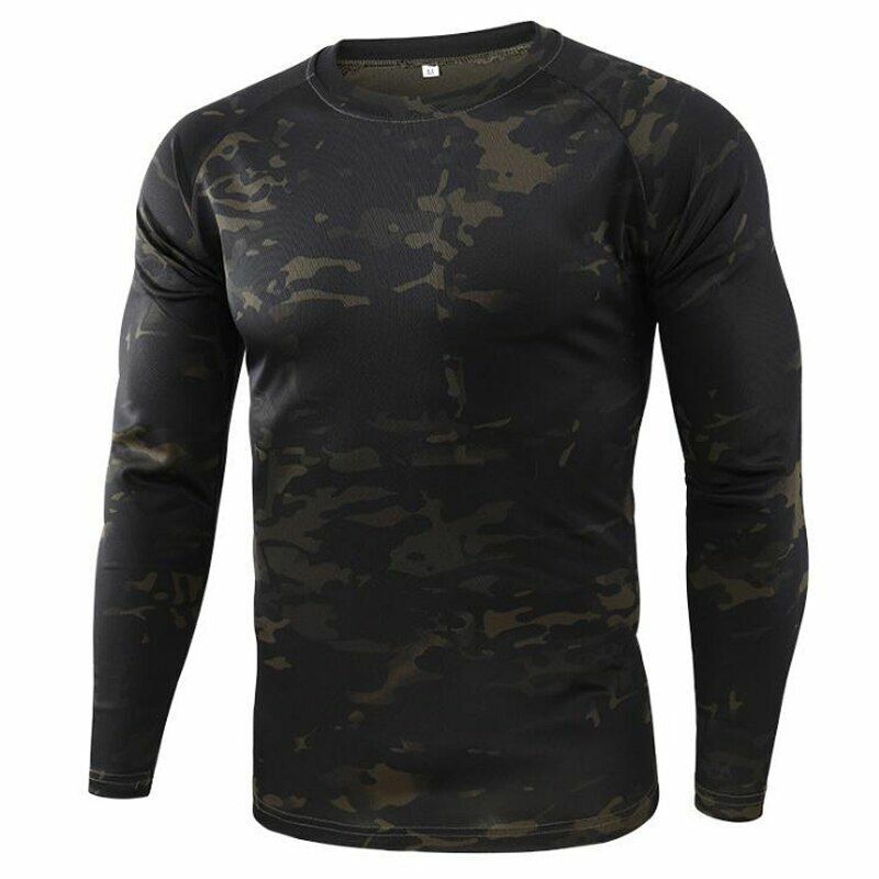 Tactical Camouflage T-Shirt Breathable Long Sleeve Outdoor Sport Hunting Camping