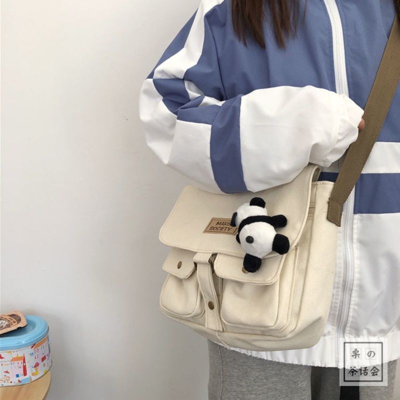 Women's Canvas Bag Department Messenger Bag Female Students Shoulder Bags 1 PC