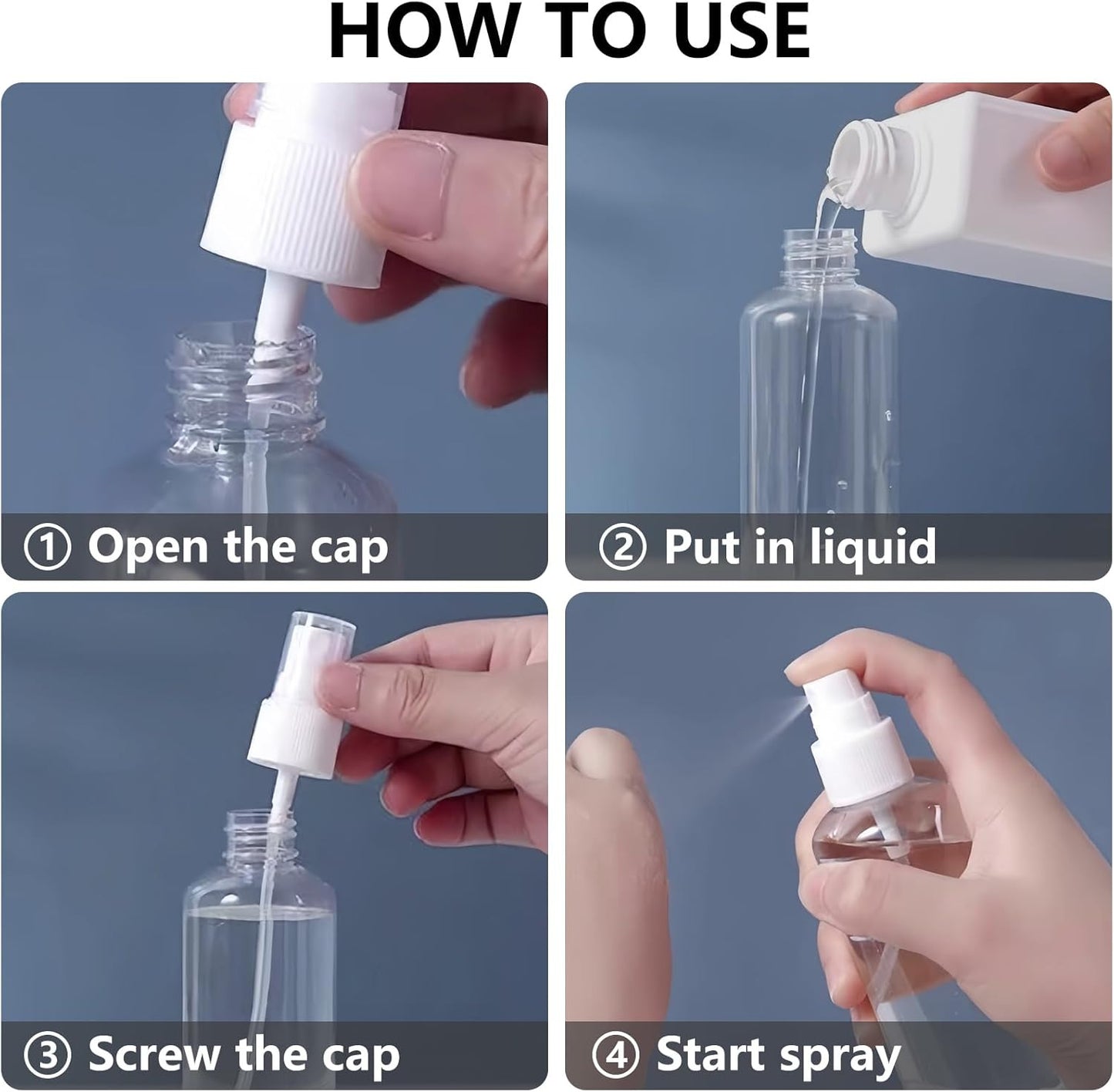 5PCS 30/60ML Travel Spray Bottle Plastic Transparent Perfume Empty Atomizer USA