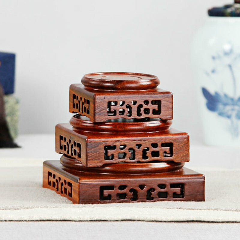 Wooden Display Stands Annatto Pedestal Teapot Vase Bonsai Base Retro Home Decor