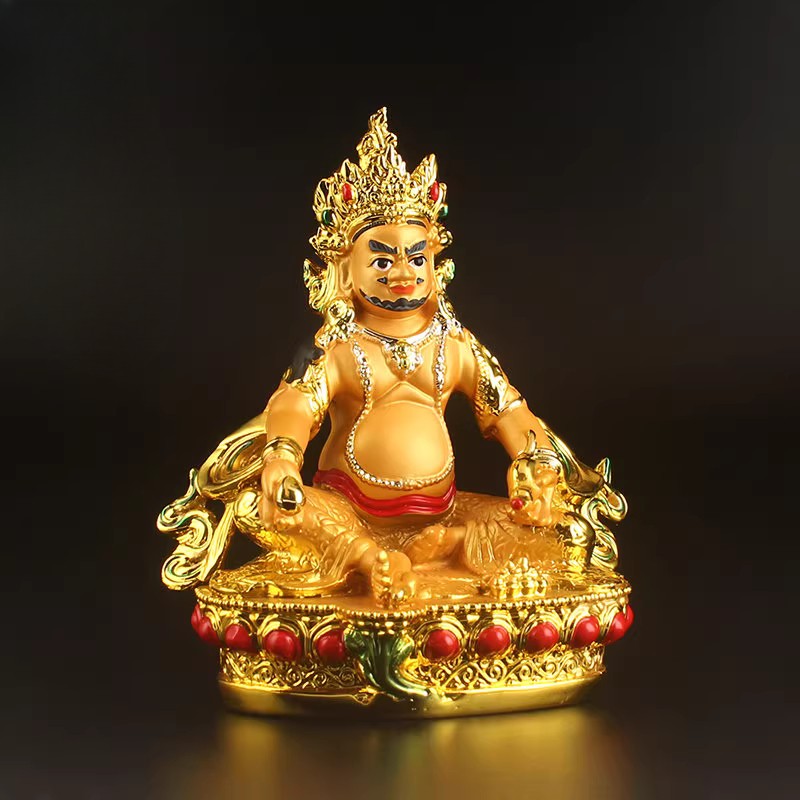 Yellow Jambhala Vajrayana Resin Gilding Buddha Statue Handicraft Ornament