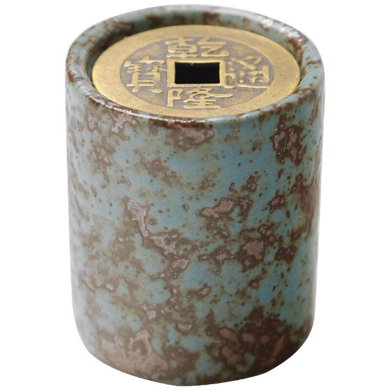 1pc Ceramic Copper Coin Cover Purple Clay Pot Cover Holder Kung Fu Tea Utensils