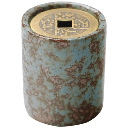 1pc Ceramic Copper Coin Cover Purple Clay Pot Cover Holder Kung Fu Tea Utensils