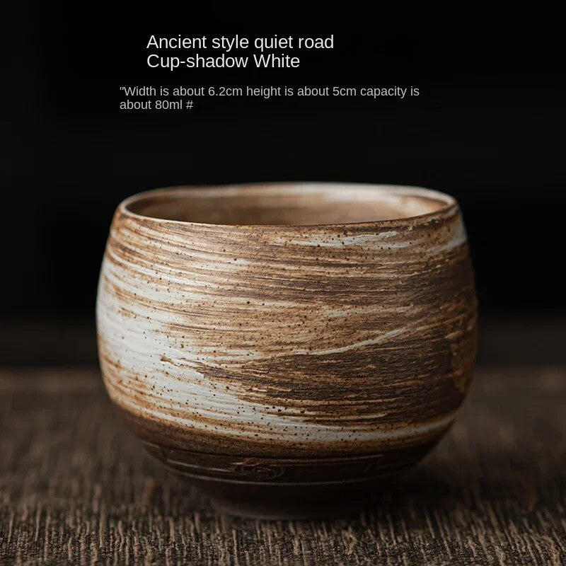 Japanese Style Handmade Stoneware Tea Cup Kung Fu Tea Set Ancient Style Cup