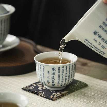 1 Pc Chinese Ceramic Tea Cup Handmade Heart Sutra Tea Bowl Teaware