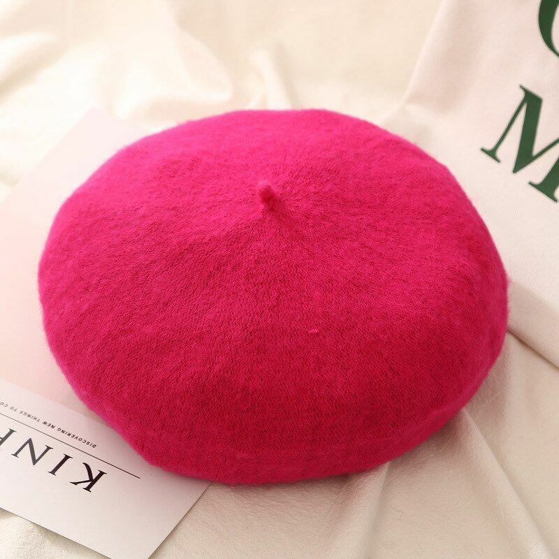 Beret Cap Winter Warm Wool Hat Fashion Elegant French Style Plain Beret Hiking