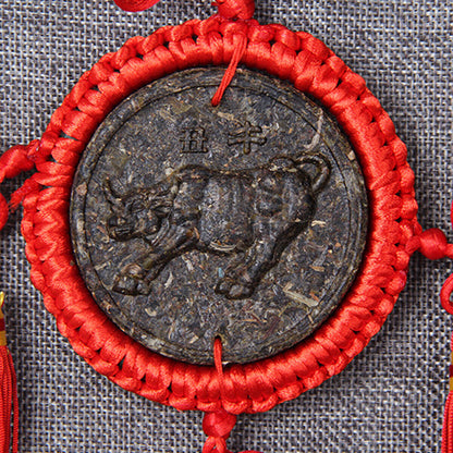 Ripe Puerh Tea Zodiac Craft Pendant Decorative Gifts Organic China Yunnan 12 Pcs