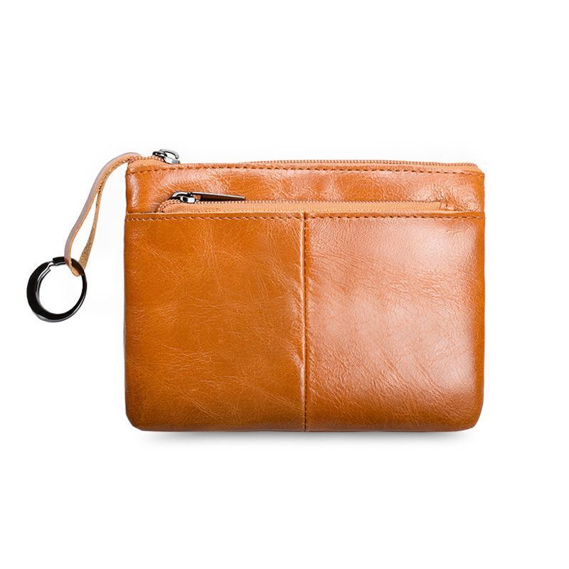 Genuine Leather Wallet Zipper Pouch Short Small Money Bag Coin Purse Card Holder