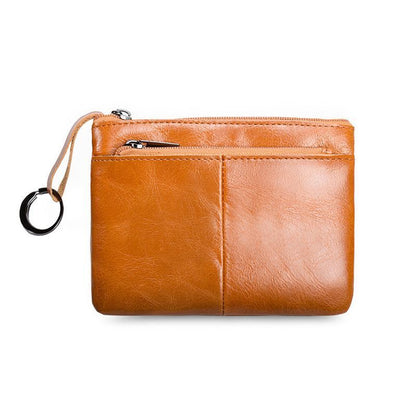 Genuine Leather Wallet Zipper Pouch Short Small Money Bag Coin Purse Card Holder