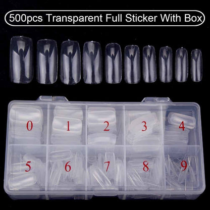 Nail Capsule 500Pcs Acrylic Transparent Artificial Full Cover Nails Tip Manicure
