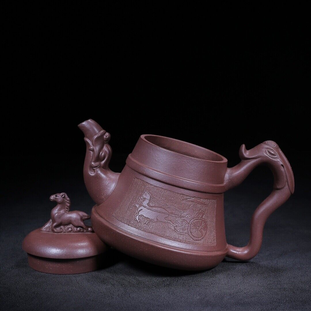 Chinese Yixing Zisha Clay Handmade Exquisite Teapot （龙马精神 底款：友泉）