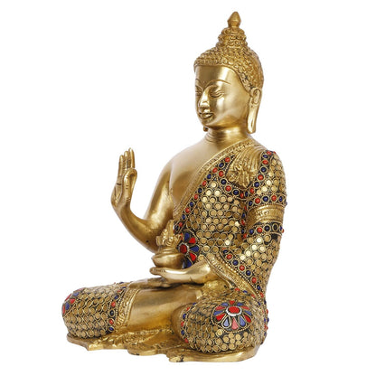 Brass Lord Blessing Gautam Buddha Idol Statue Figurine Home Decor