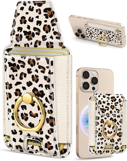 Compatible with Magsafe Wallet with Ring Grip Magnetic Card Holder - Cute Phone