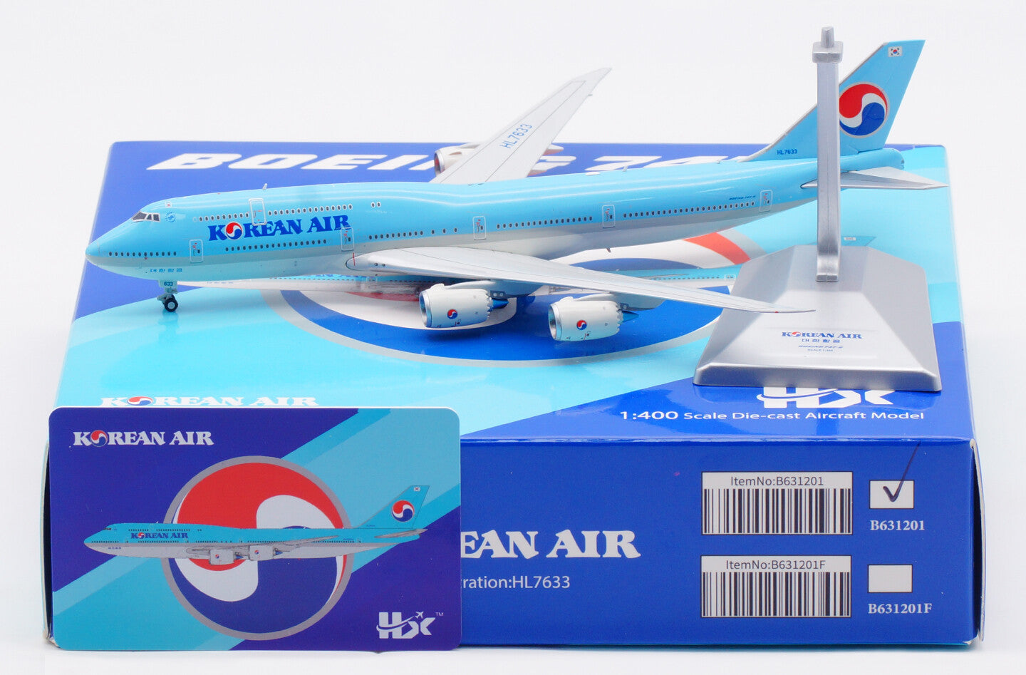 1:400 HX Models KOREAN AIR BOEING 747-8 Passenger Plane Diecast Airplane Model